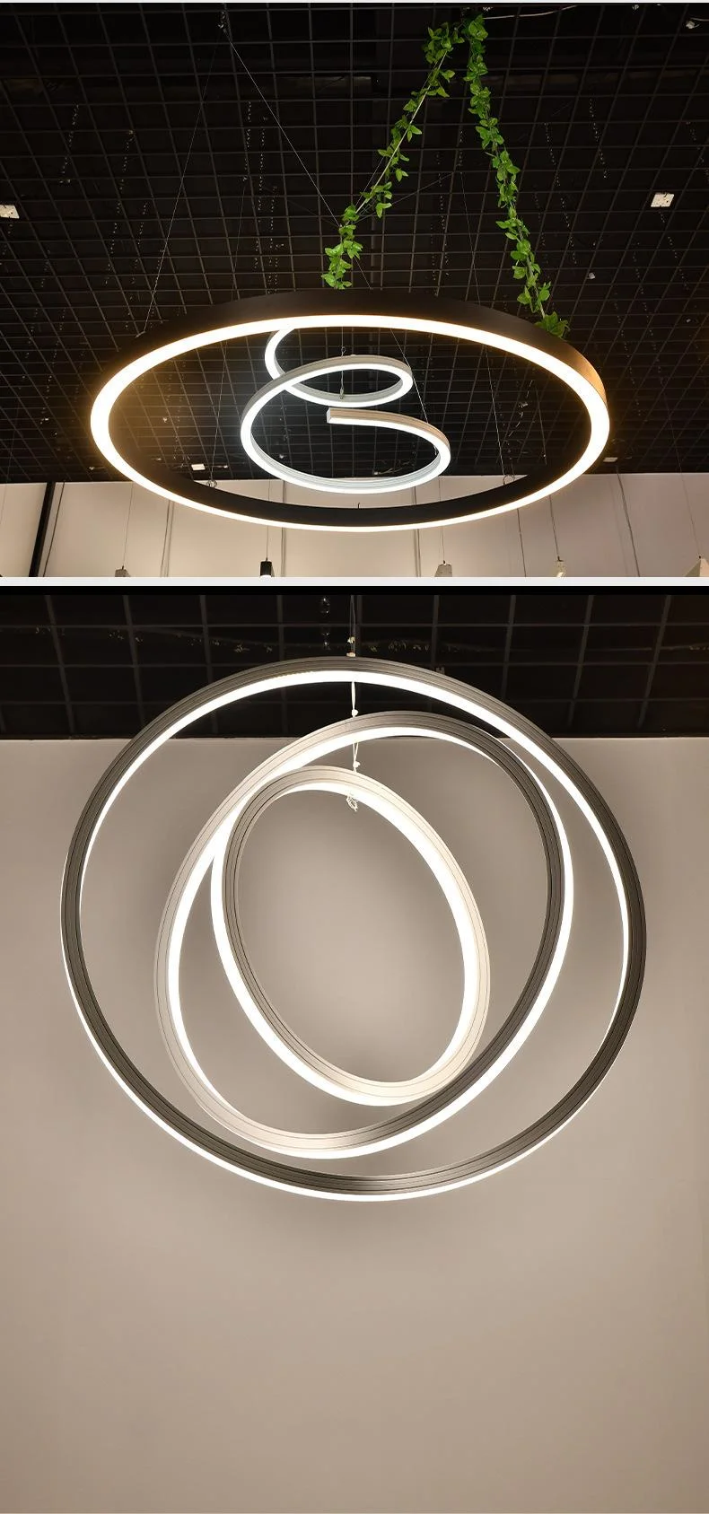 Customization 50mm 70mm 75mm 80mm 100mm 150mm Wide Office LED Linear Lamp Ceiling Curved Aluminium LED Profile