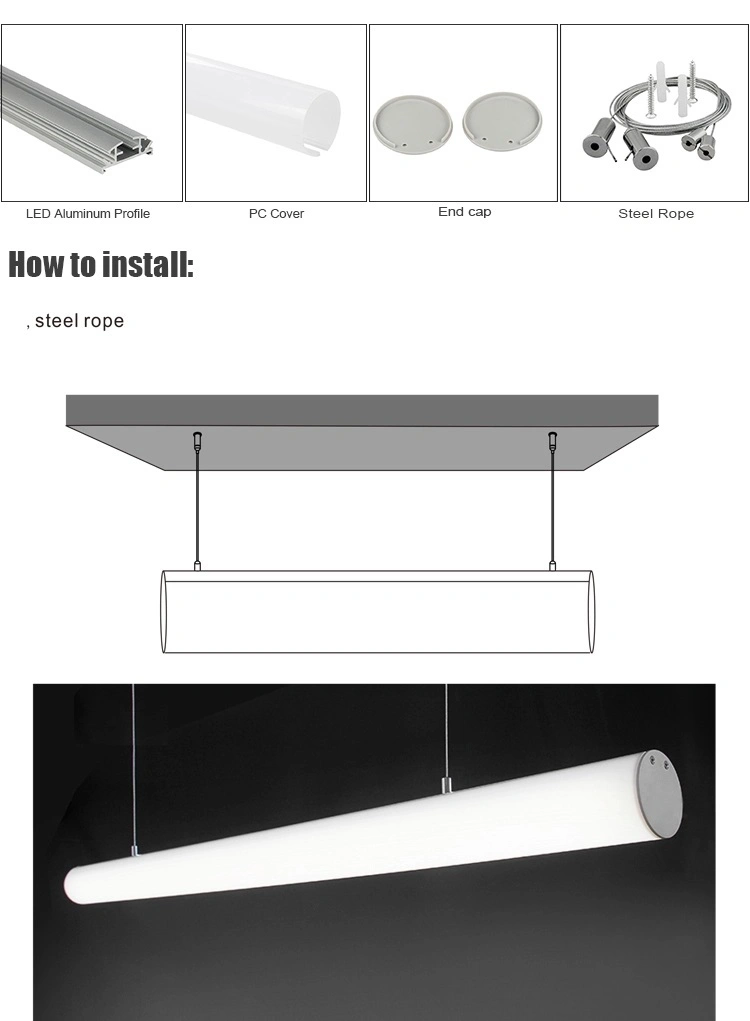 Od60 Modern Round Hanging LED Profile Light Round Tube LED Aluminum Profile