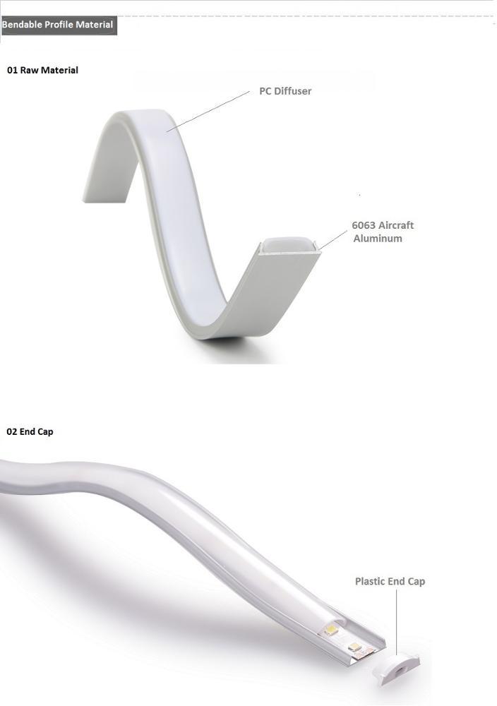 Hot Sale Bendable Flexible LED Aluminum Curved Extrusion Profile for Flexible LED Strip